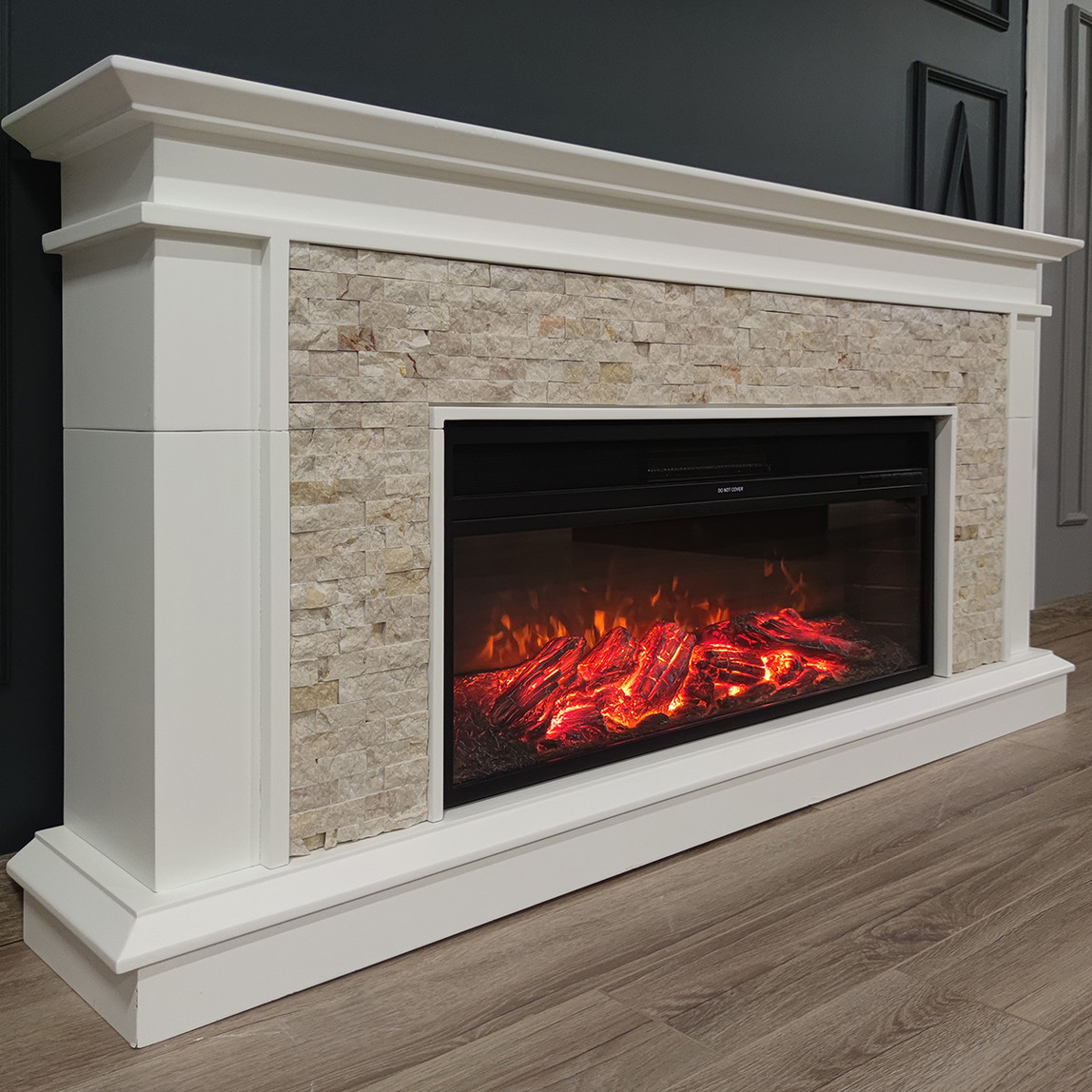    Dlc Tuvalu 1800W Doğaltaş Dekoratif Şömine Krem 