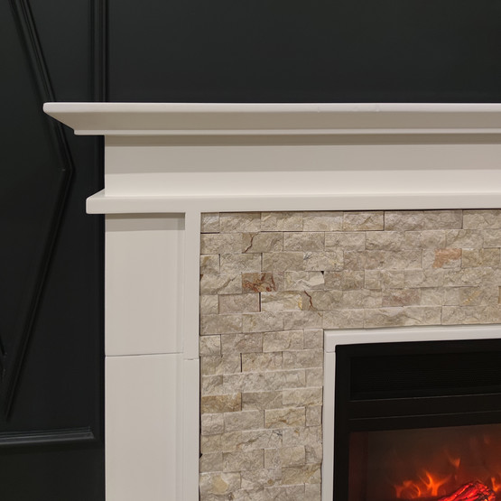 Dlc Tuvalu 1800W Doğaltaş Dekoratif Şömine Krem