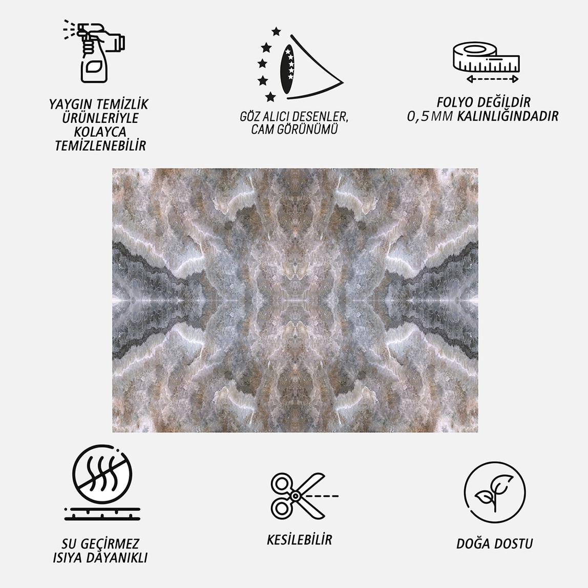    Tink Panel Buzlu Kahve Duvar Panel PVC Karo 41 x 62 cm 