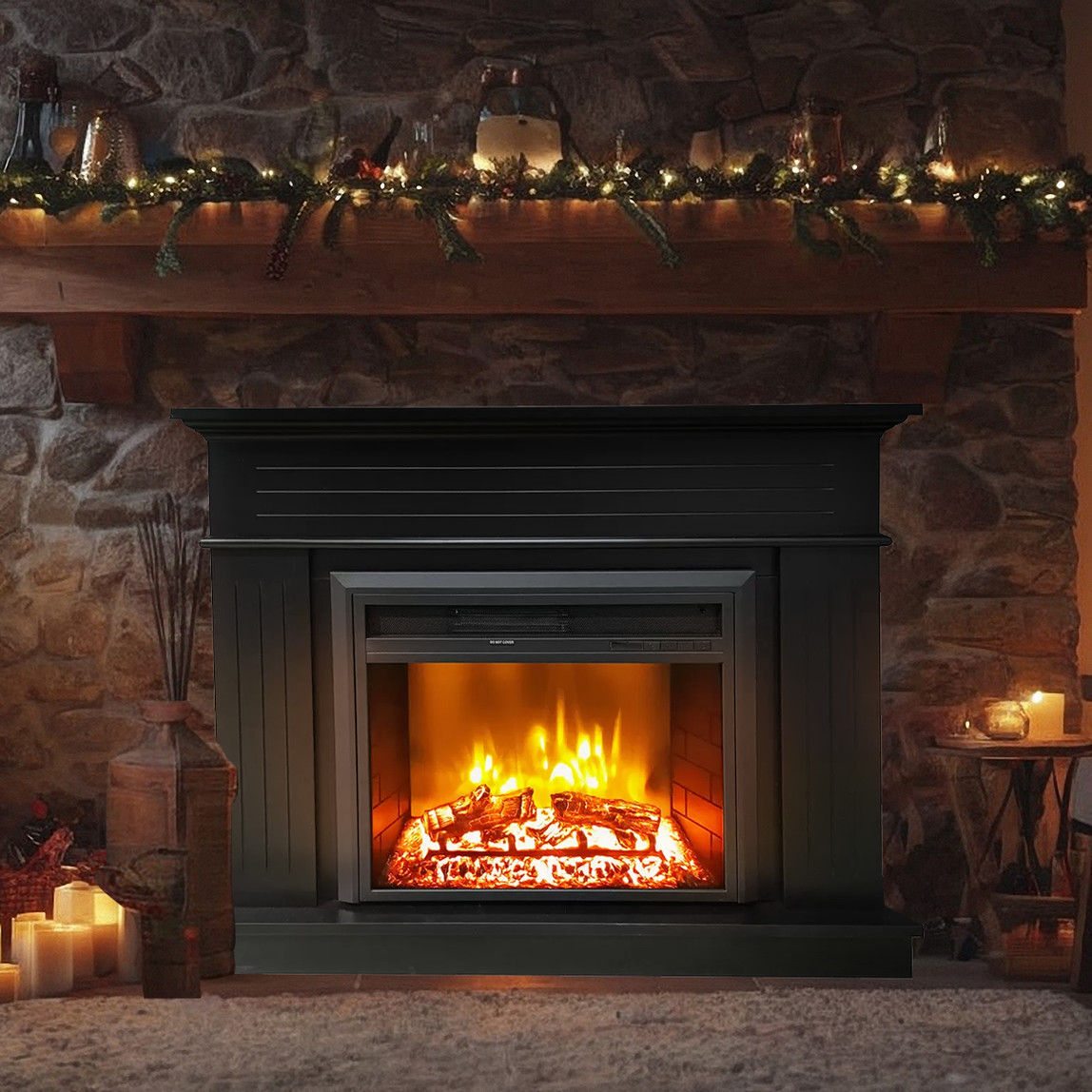    Dlc Alegre 1800W Çizgili Dekoratif Şömine Siyah   