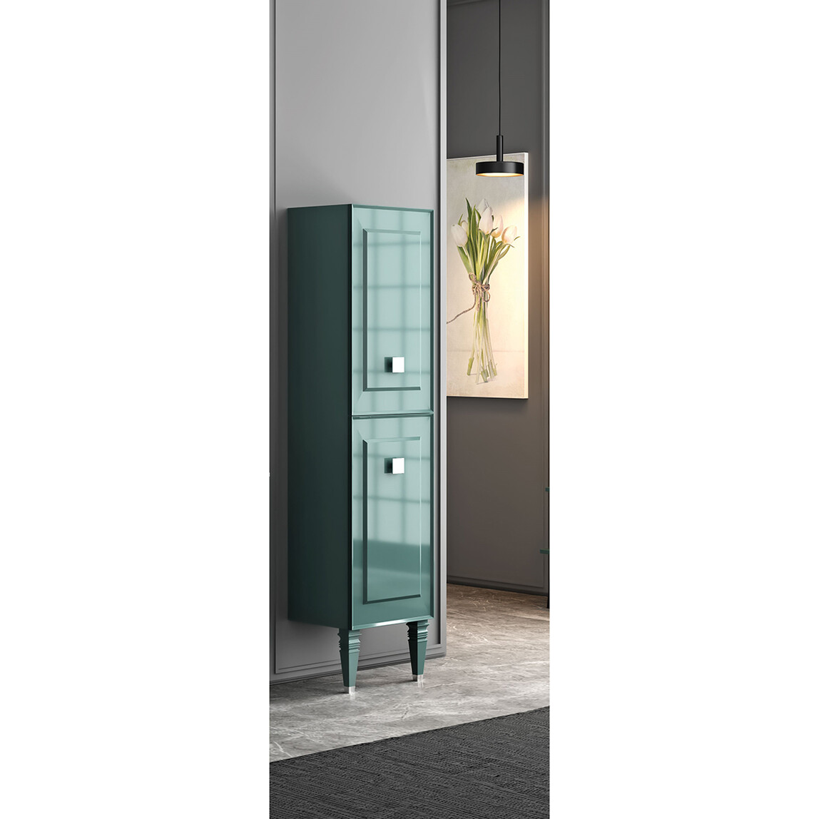    Gold Banyo Burberey 40 cm Banyo Boy Dolabı Yeşil 