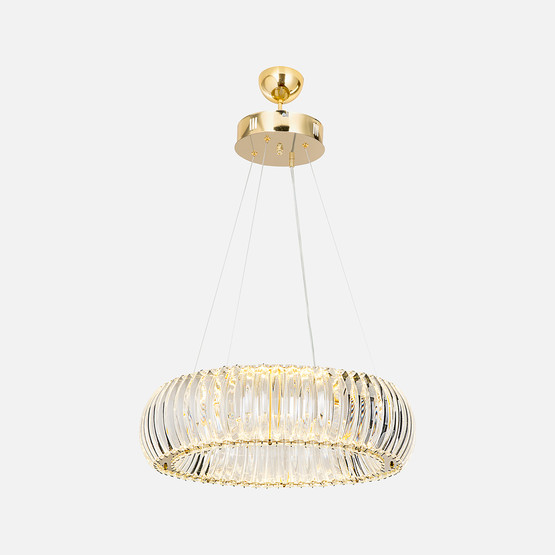 Sinera Altın Kristal Prizma Cam Kumandalı Tekli Sarkıt Avize