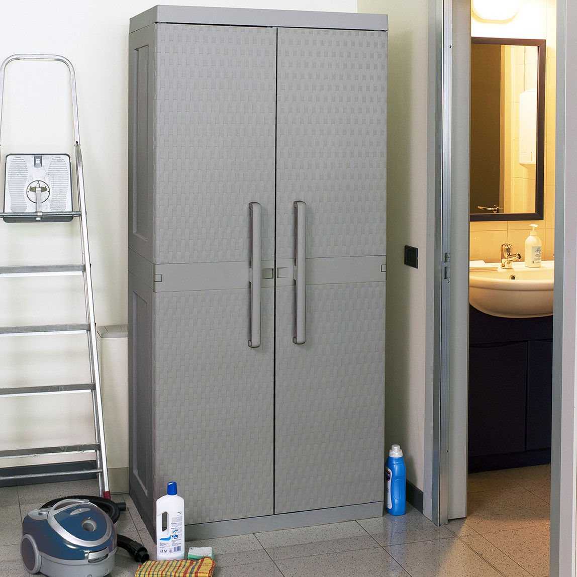    Rattan Mega 4 Raflı Plastik Dolap Gri 