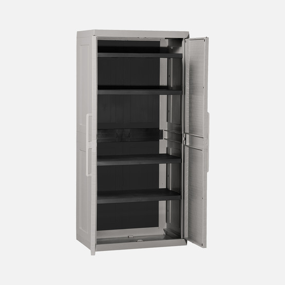 Rattan Mega 4 Raflı Plastik Dolap Gri