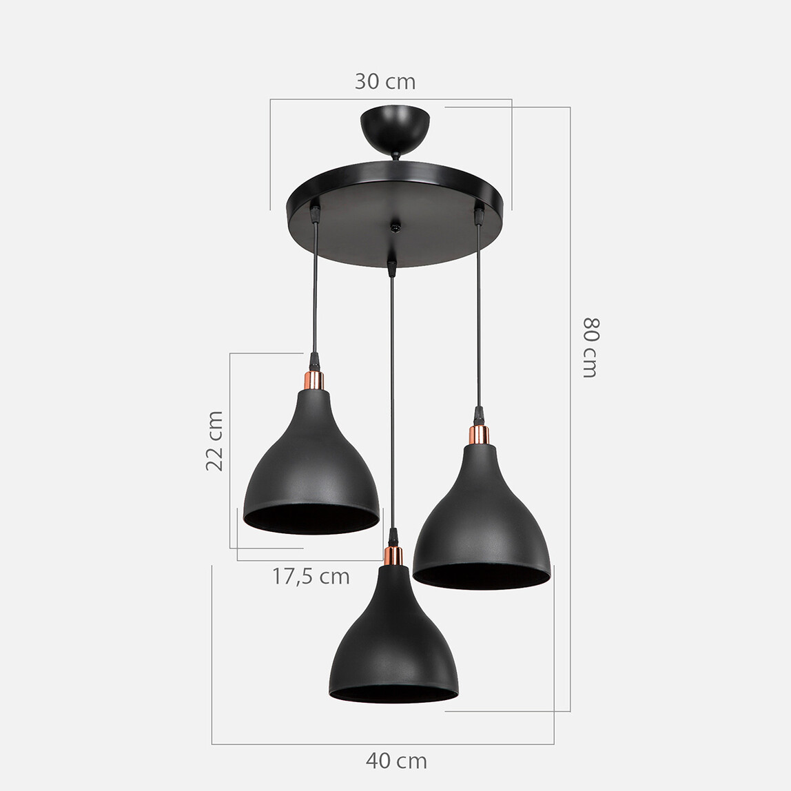    Ronda 3'lü Sarkıt Avize Siyah 