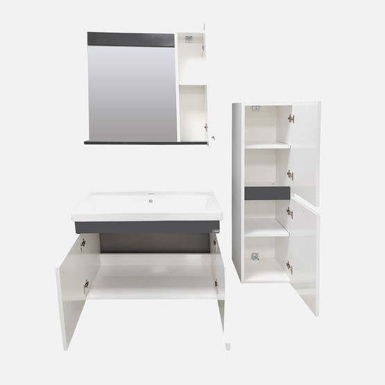 New Bahar Aynalı 80 cm Takım Banyo Dolabı Beyaz