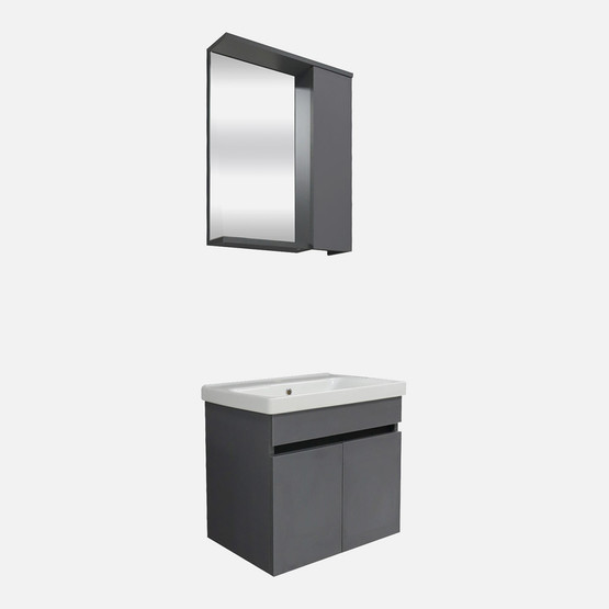 Arya Aynalı 60 cm Takım Banyo Dolabı Antrasit