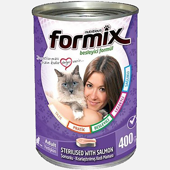 Formix Somon Parça Etli Soslu Konserve Kısır Kedi Maması 400gr