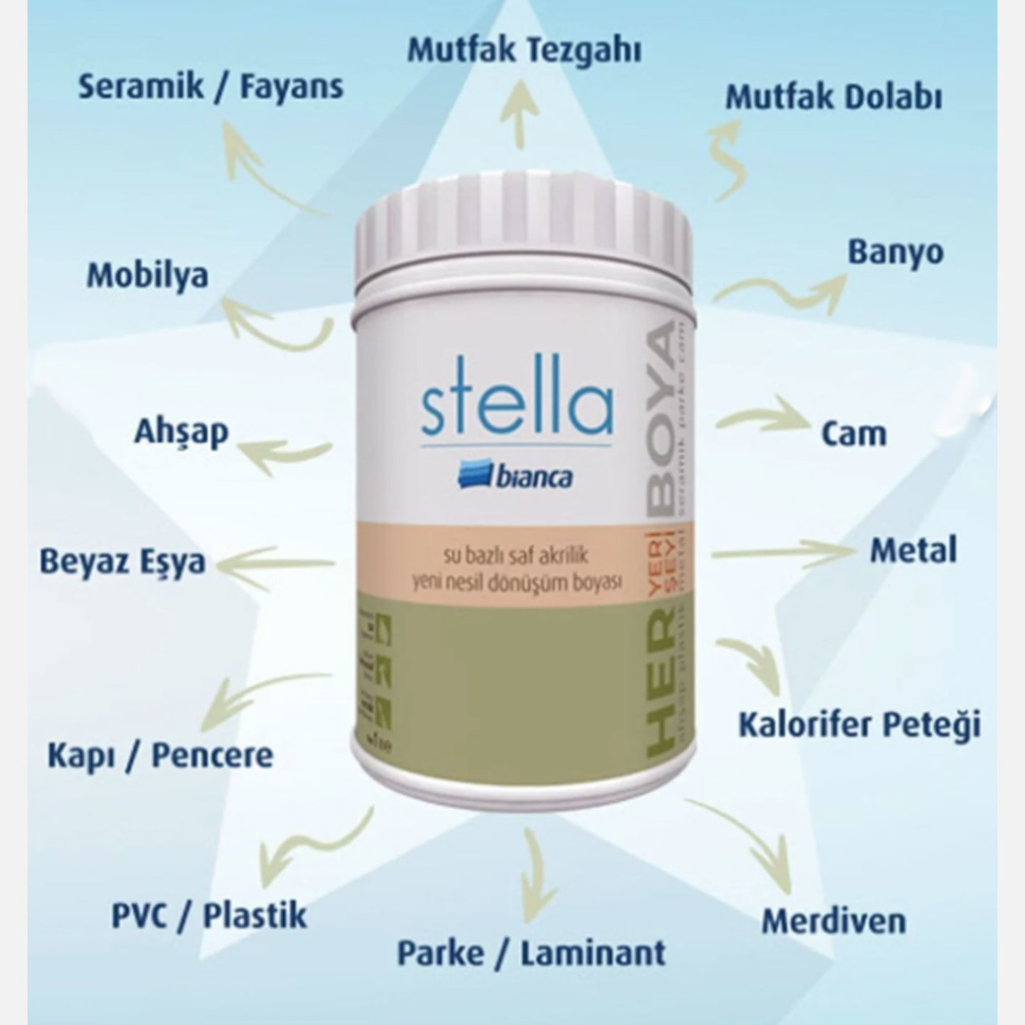    Bianca Stella Tortum Saf Akrilik Boya 1L   