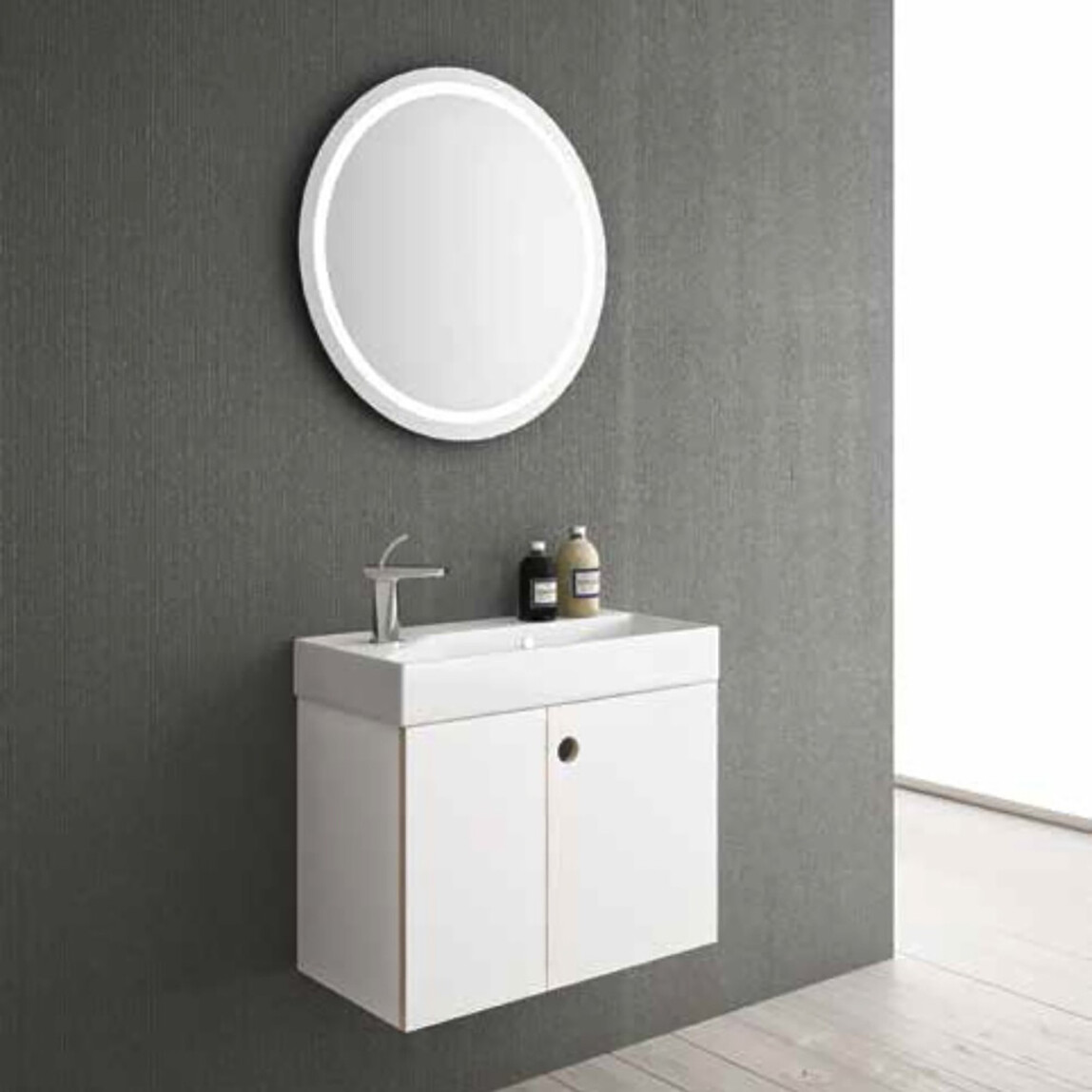    Gold Banyo Paco Aynalı 97 cm Takım Banyo Dolabı Beyaz 