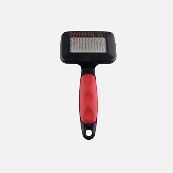 Zampa Silikon Başlı Kedi ve Köpek Bakım Fırçası Kırmızı 14x7 cm