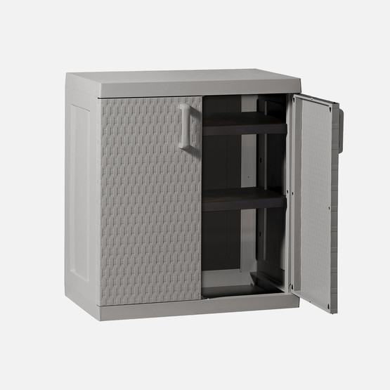 Rattan Mega 2 Raflı Plastik Dolap Gri