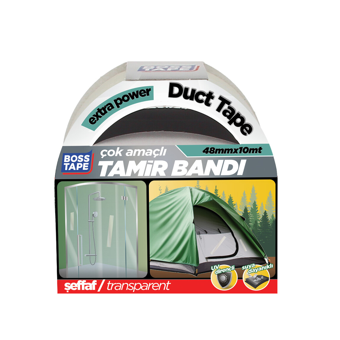    Boss Tape Şeffaf Tamir Bandı 48 mm x 10 m 