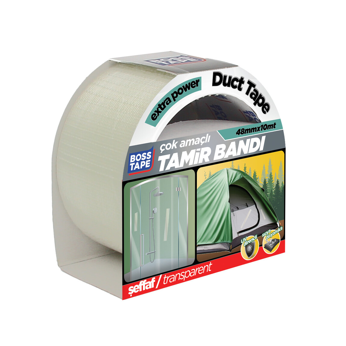    Boss Tape Şeffaf Tamir Bandı 48 mm x 10 m 