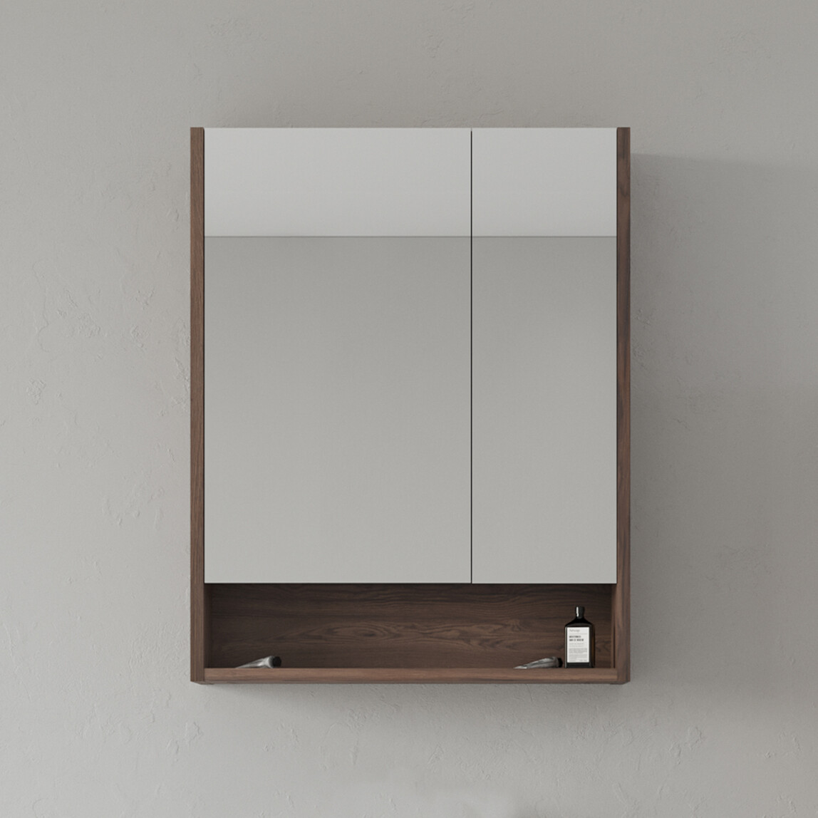    Bonitobagno Alberi Navaro Aynalı 60 cm Banyo Dolabı Üst Modül Koyu Ceviz 