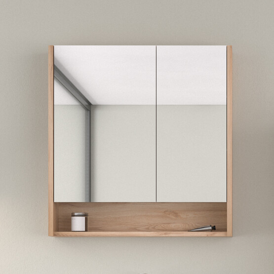 Bonitobagno Alberi Legnano Aynalı 80 cm Banyo Dolabı Üst Modül Açık Ceviz