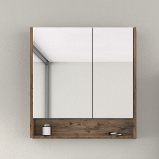 Bonitobagno Alberi Navaro Aynalı 80 cm Banyo Dolabı Üst Modül Ceviz