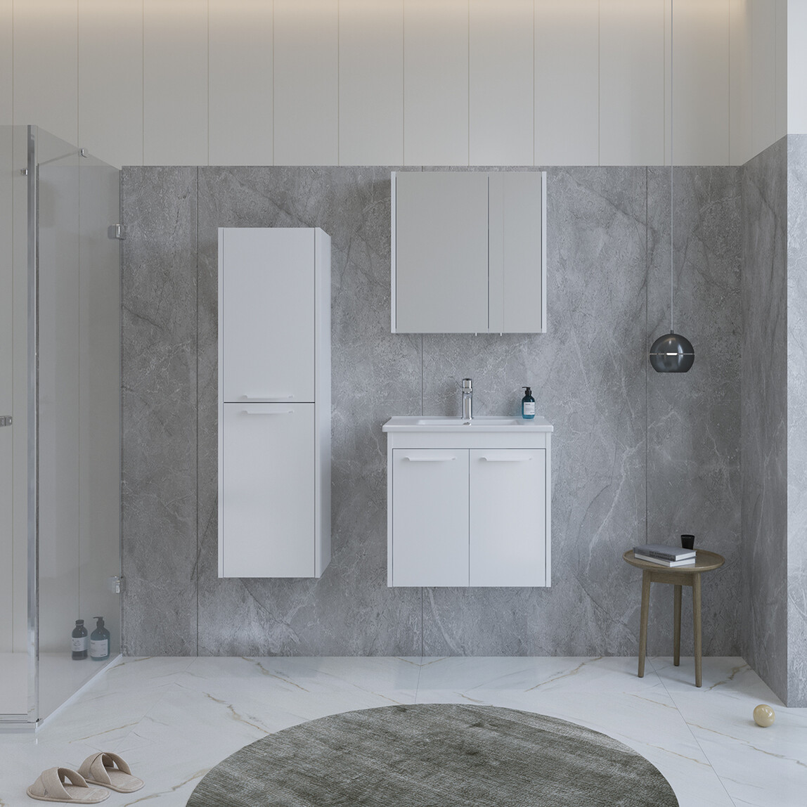    Bonitobagno Coste Aynalı 65 cm Banyo Dolabı Üst Modül Antrasit 