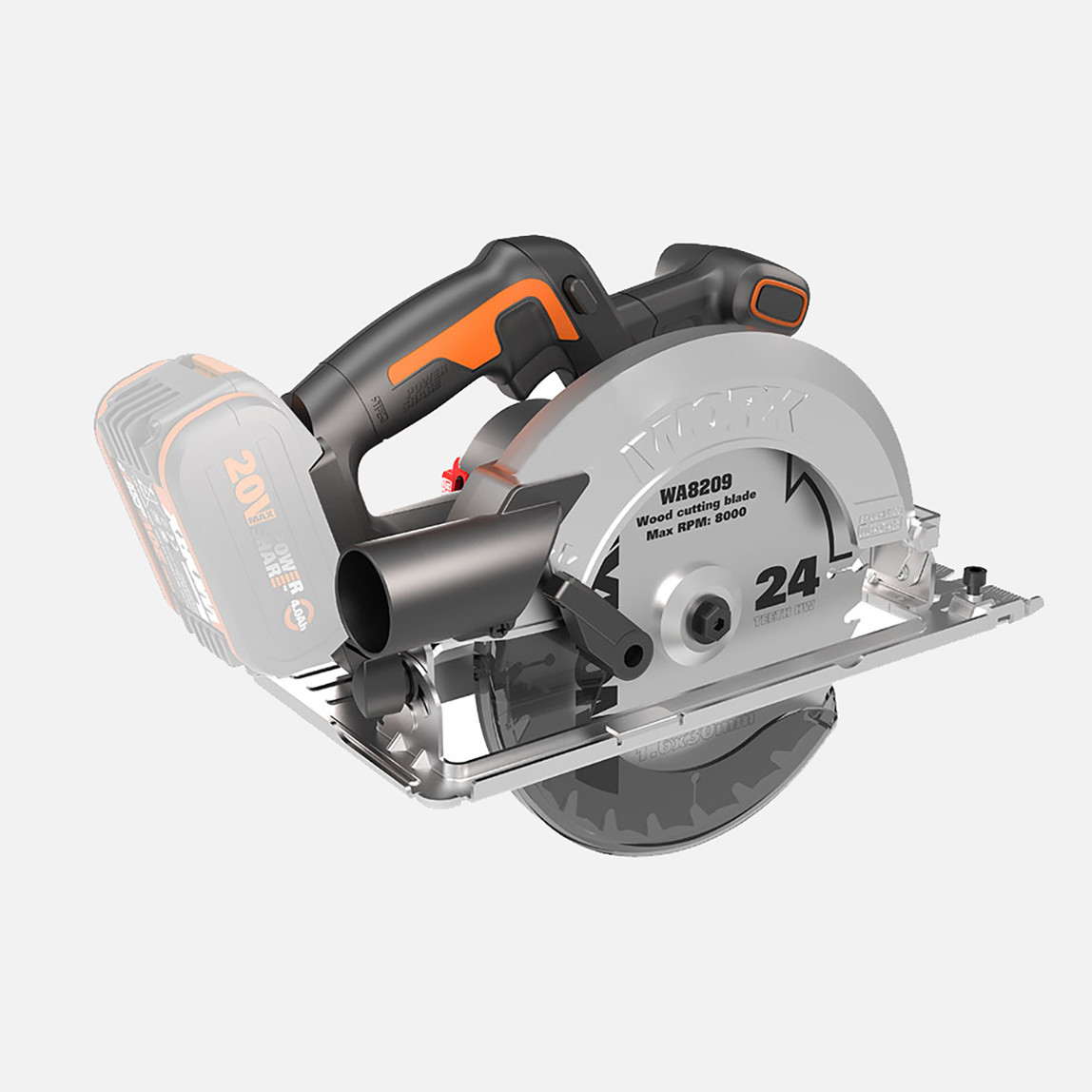    Worx WX520.9 20Volt 190mm Kömürsüz Profesyonel Şarjlı Daire Testere (Akü Dahil Değildir)  