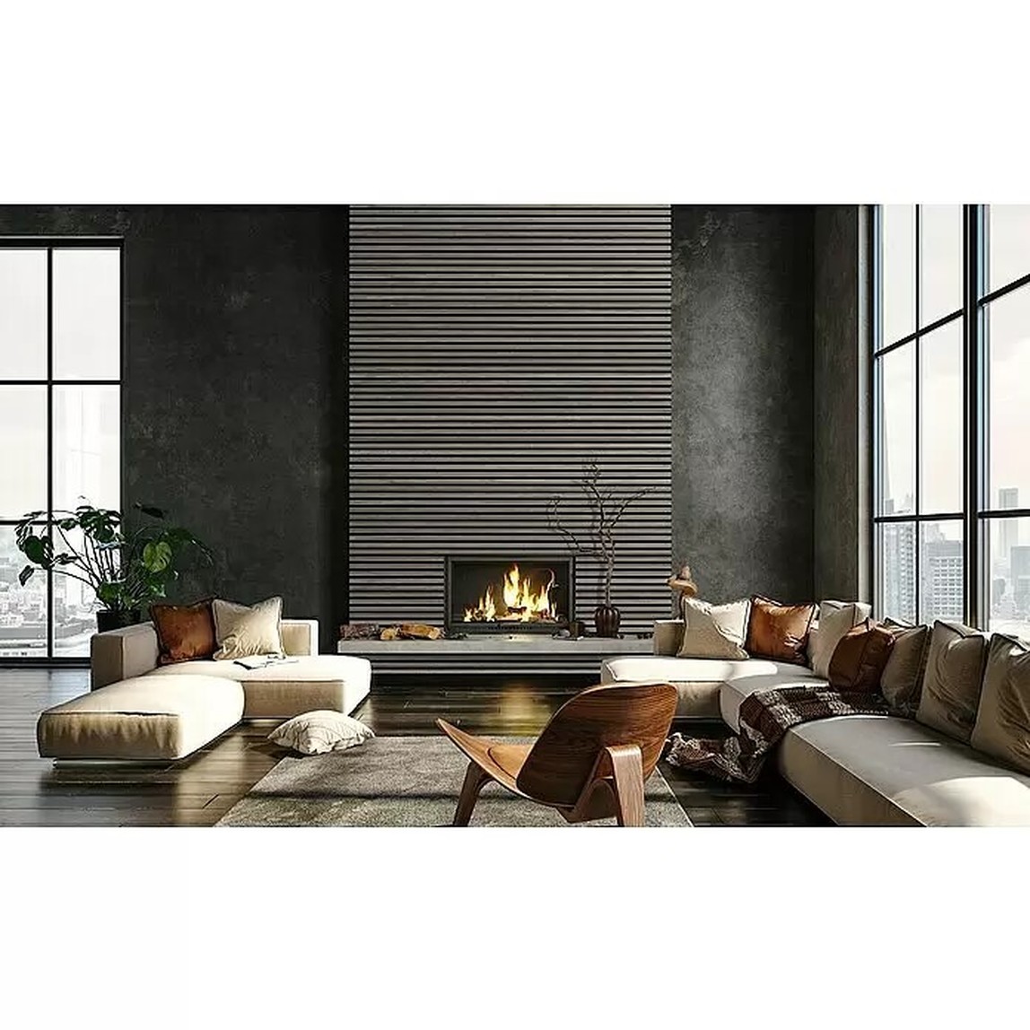    Quanti Dikdörtgen Akustik Duvar Paneli Gri Meşe 52x244x1,8 cm 