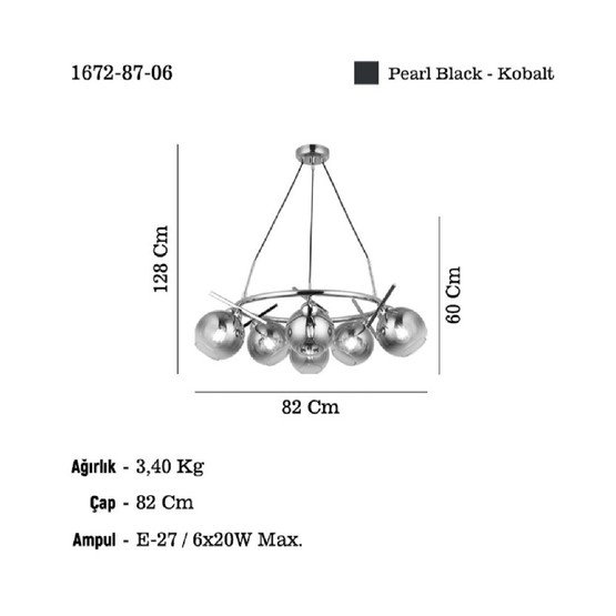 Bena Kobalt Metal 6'lı Yuvarlak Sarkıt
