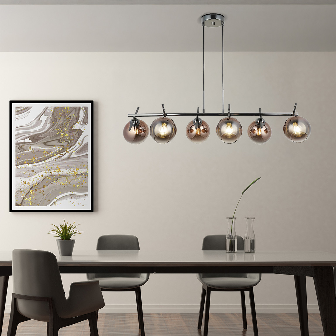    Bena Kobalt Metal 6'lı Sıralı Avize 