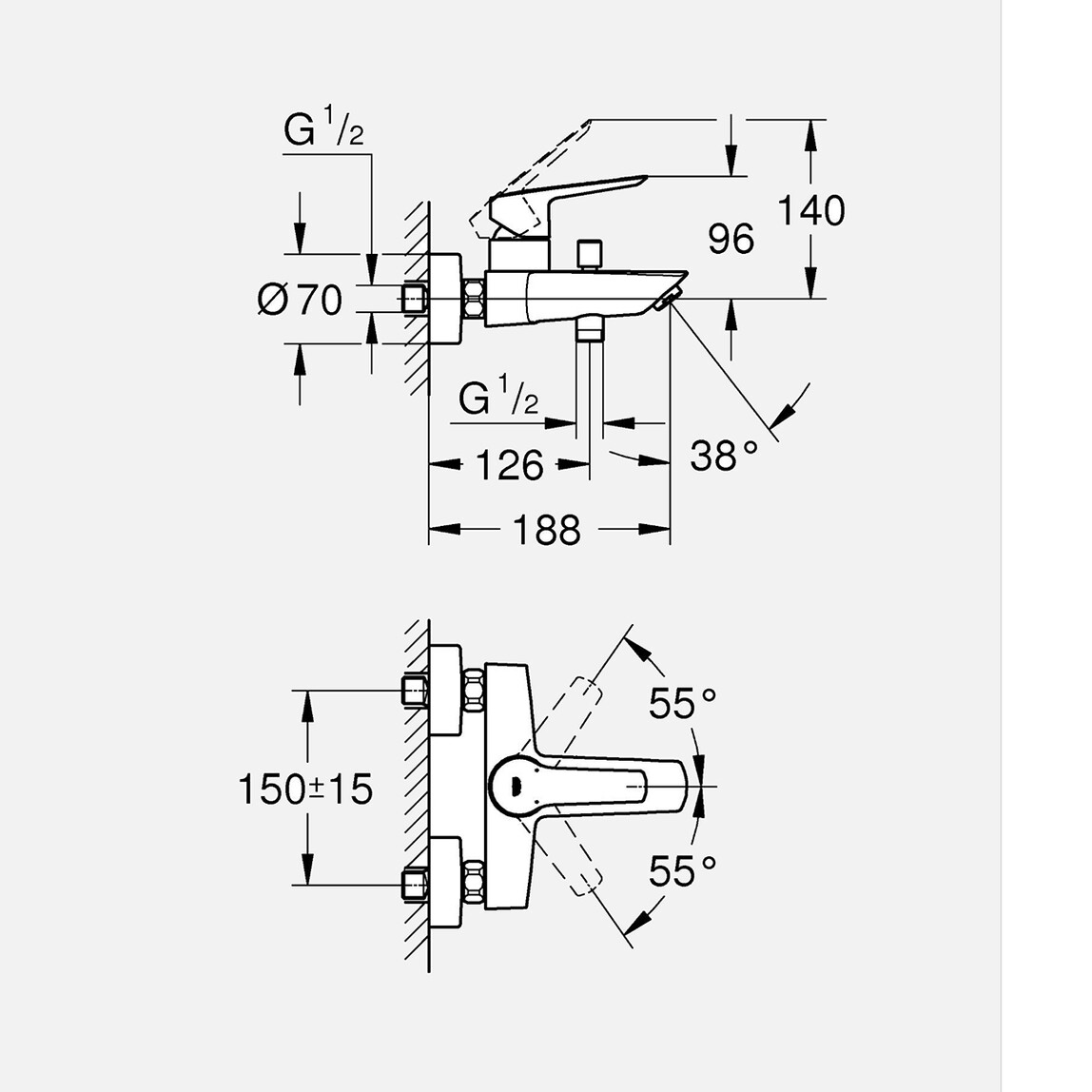    Grohe Start Siyah Banyo Bataryası 