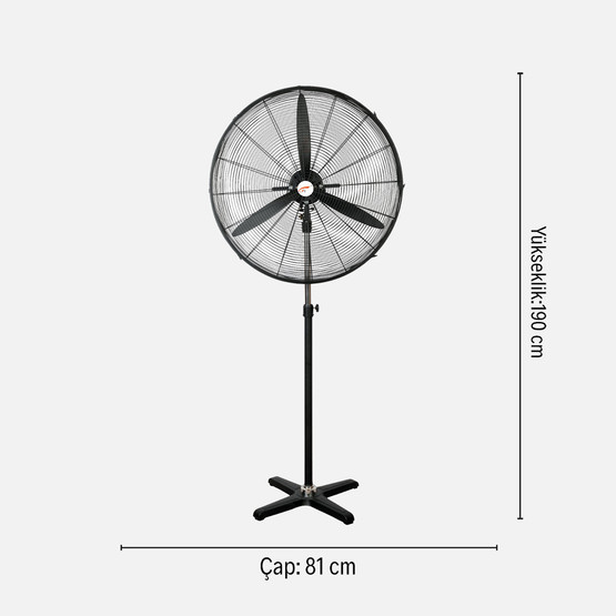Dlc FL-750-F 240 Watt Sanayi Tipi Ayaklı Vantilatör Siyah