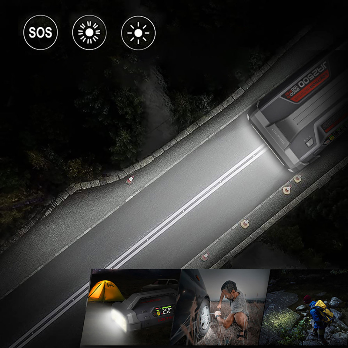    Lokithor JA2500 12V 2500 Amp LiFePO4 Akıllı Akü Takviye-Pompa-Powerbank-Led Lamba 