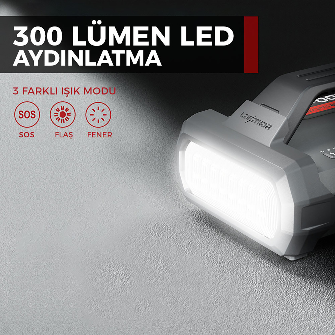    Lokithor JA2500 12V 2500 Amp LiFePO4 Akıllı Akü Takviye-Pompa-Powerbank-Led Lamba 