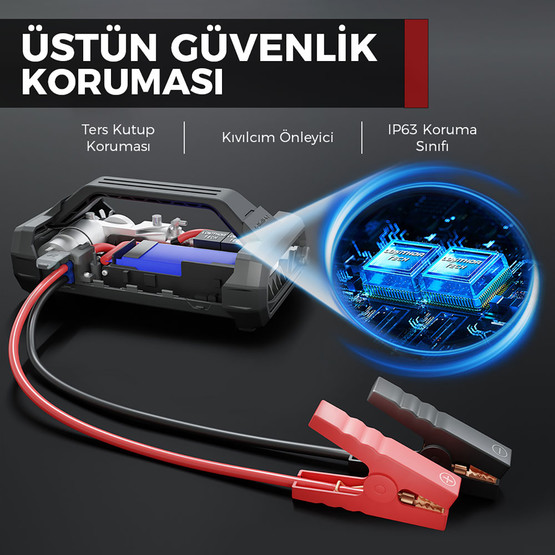Lokithor JA2500 12V 2500 Amp LiFePO4 Akıllı Akü Takviye-Pompa-Powerbank-Led Lamba