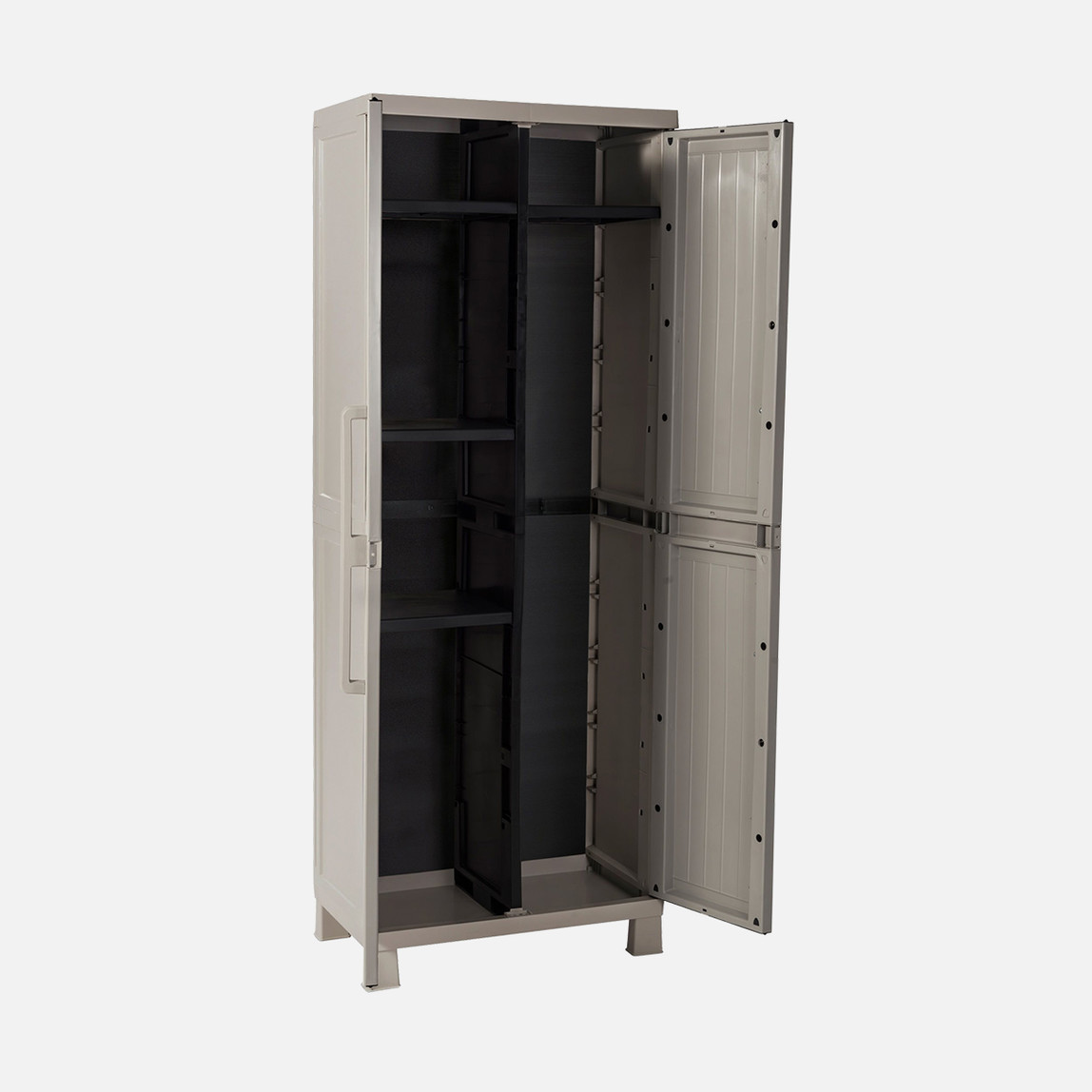    Wood Midi 4 Raflı ve Uzun Bölmeli Plastik Dolap Taş Gri 