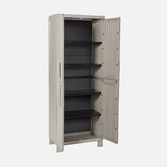 Wood Midi 4 Raflı Plastik Dolap Taş Gri