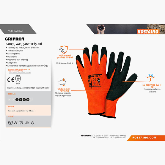 Rostaing GRIPRO-IT10Genel Kullanım Eldiven No:10 - XL
