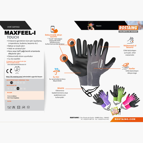Rostaing MAXFEEL-IT07-08 Bahçe/Genel Kullanım Eldiven No:7-8 - S-M
