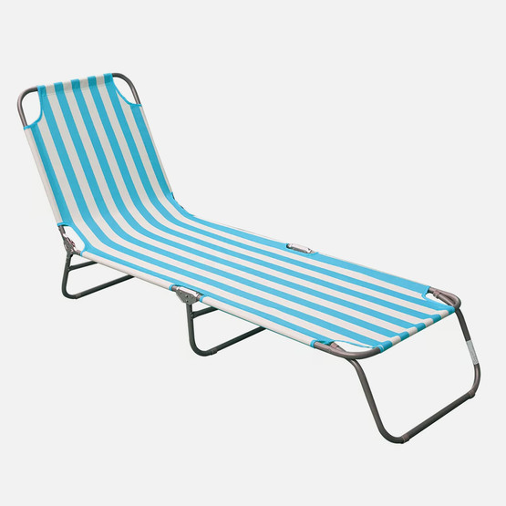 Katlanır Sezlong Beyaz Mavi
