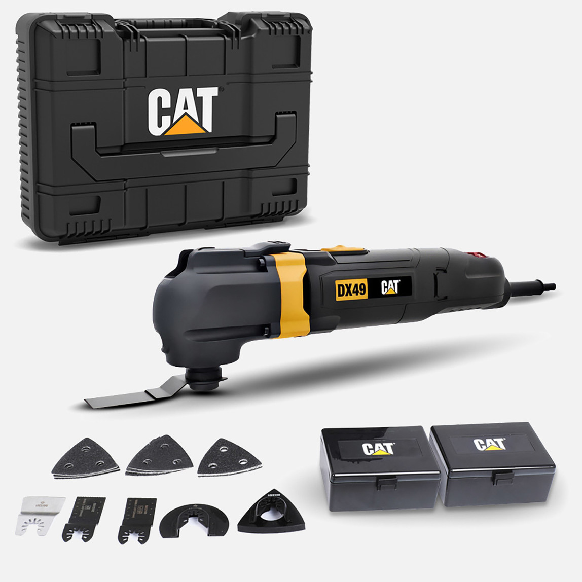    Cat DX49.1 350Watt Profesyonel Çok Amaçlı Devir Ayarlı Kesme Raspalama ve Zımpara 14 Adet Aksesuar 