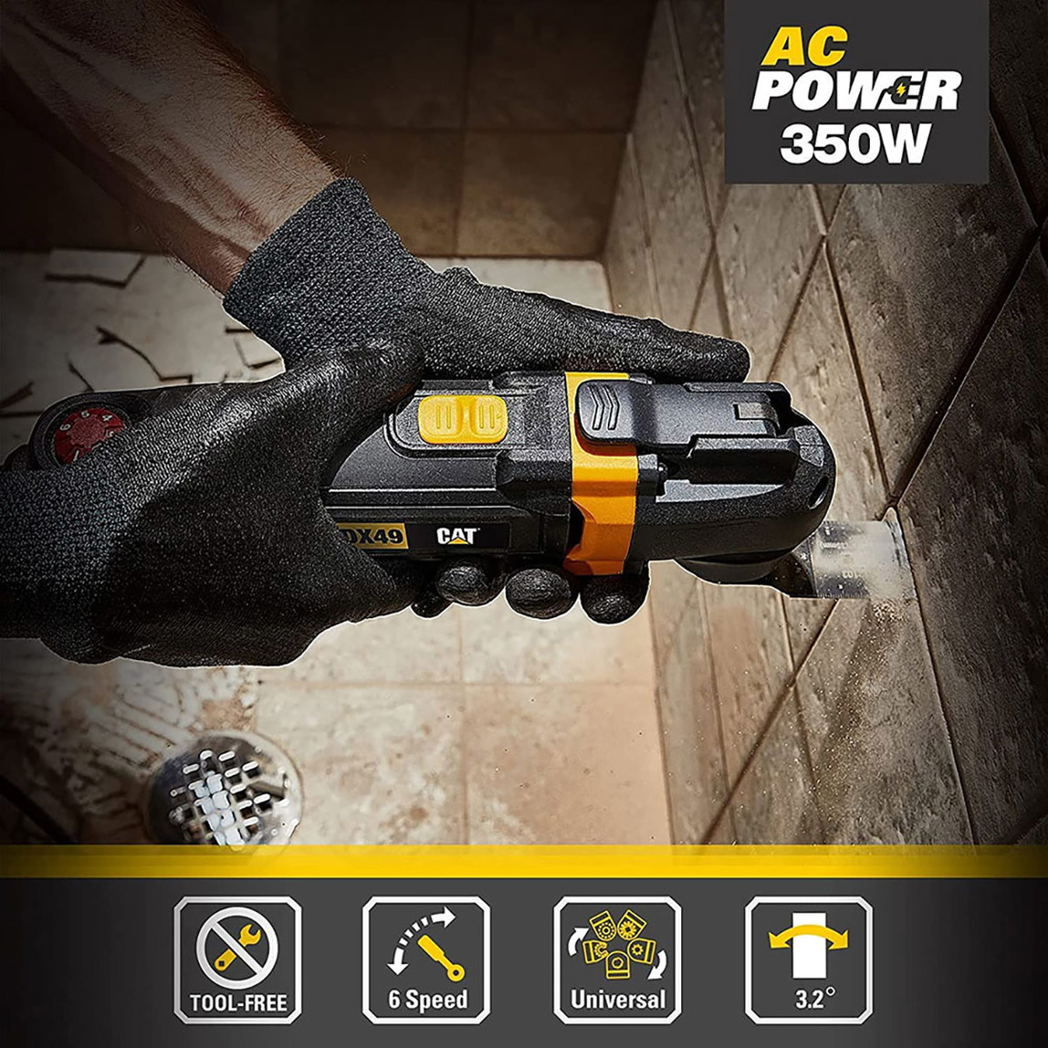    Cat DX49.1 350Watt Profesyonel Çok Amaçlı Devir Ayarlı Kesme Raspalama ve Zımpara 14 Adet Aksesuar 