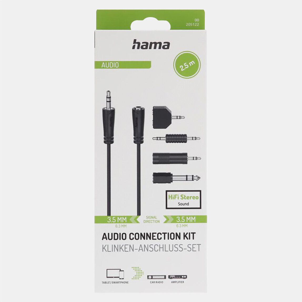    Hama Adaptör Seti 3.5 mm/6.3 mm 2.5 m 