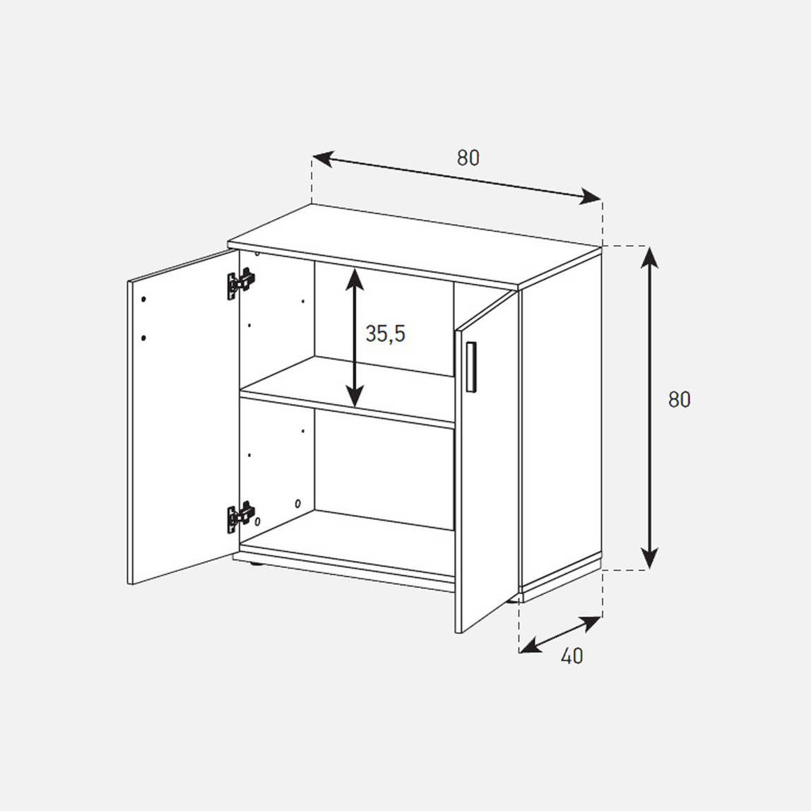    Sonorous 2 Kapaklı Çok Amaçlı Dolap Beyaz 