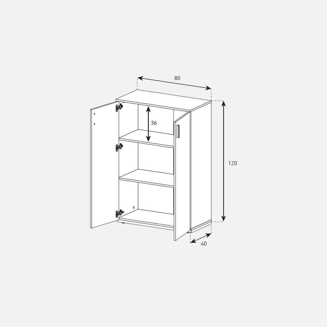    Sonorous 2 Kapaklı Çok Amaçlı Dolap Beyaz 