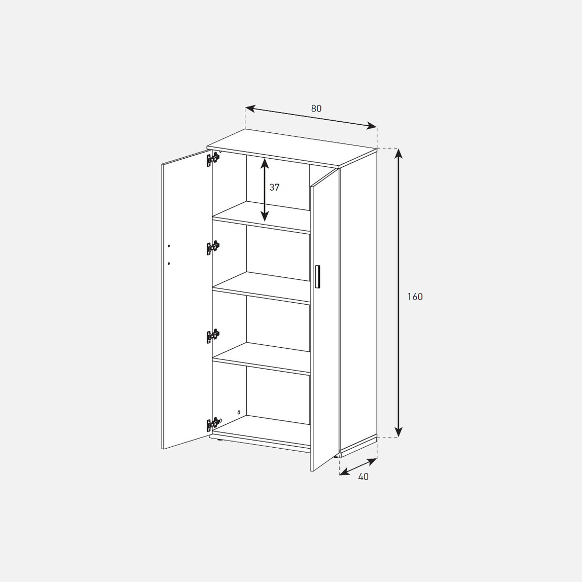    Sonorous 2 Kapaklı Çok Amaçlı Dolap Ceviz 