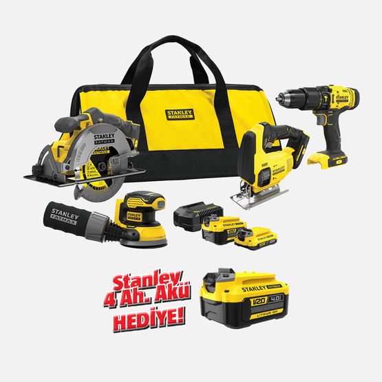 Stanley SFMCK412MDS-QW 18V 4'lü Makine Seti (Akülü Matkap, Daire Testere, Dekupaj Testere, Ekzantrik Zımpara)