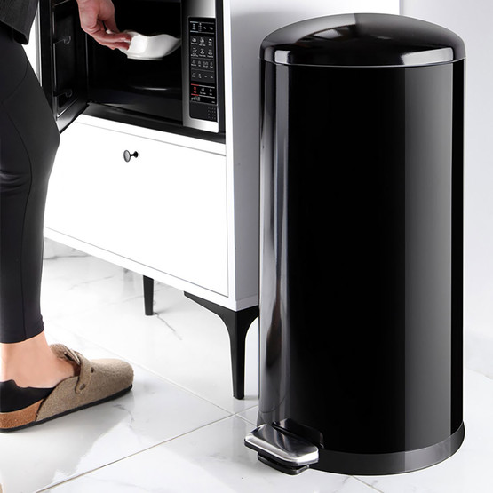 Bombe Kapaklı Çöp Kovası 40L Mat Siyah