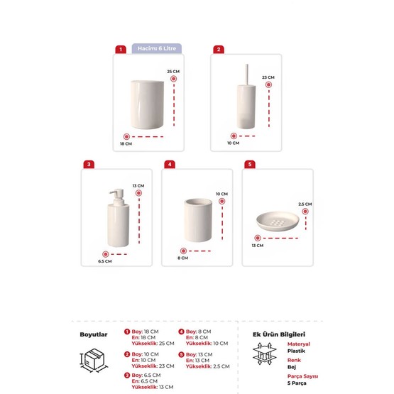 Primanova Flores 5'li Banyo Seti Bej