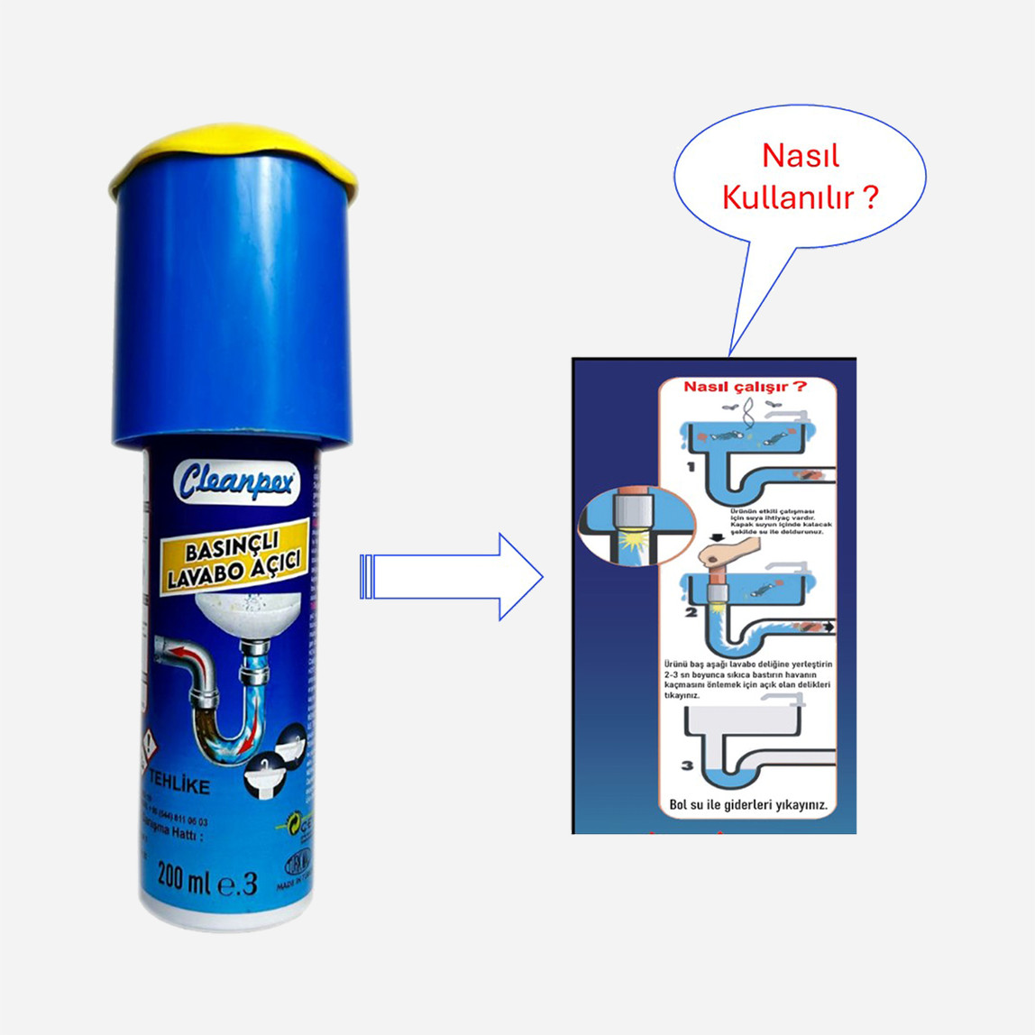    Cleanpeks Basınçlı Lavabo Açıcı 