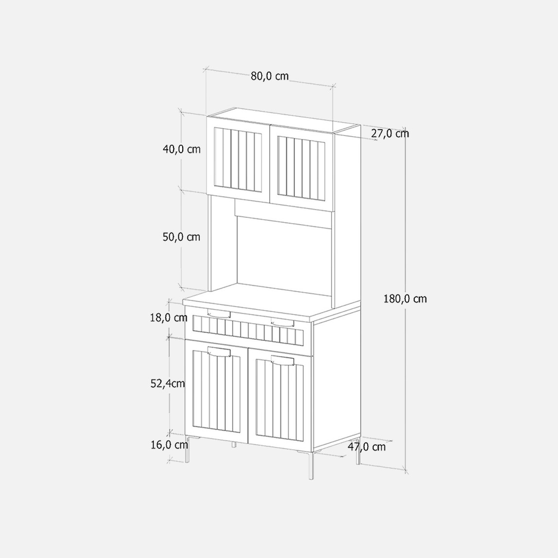    Fly Çise Çok Amaçlı Mutfak Dolabı 