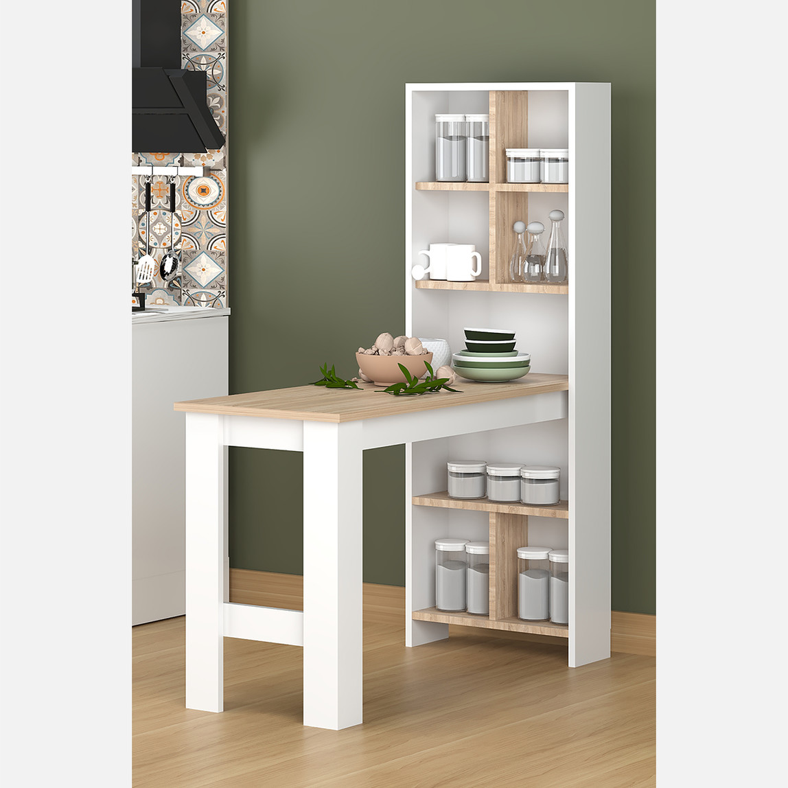    Fly Hira Çok Amaçlı Raflı Bar Masası 