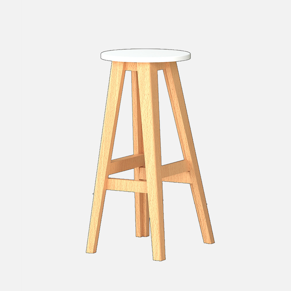    Fly Ahşap Bar Taburesi Beyaz 