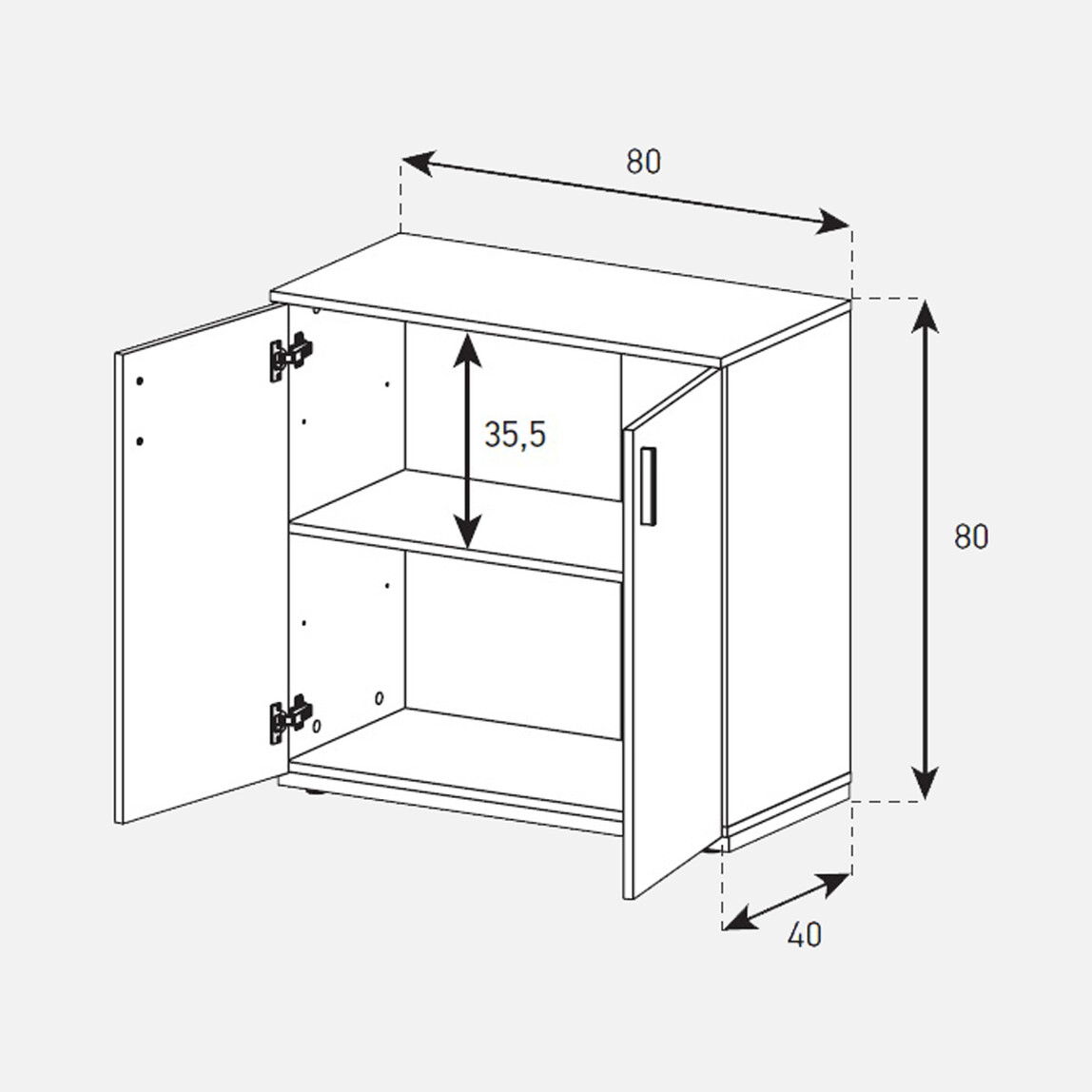    Sonorous 2Kapaklı Çok Amaçlı Dolap Beyaz-Meşe 